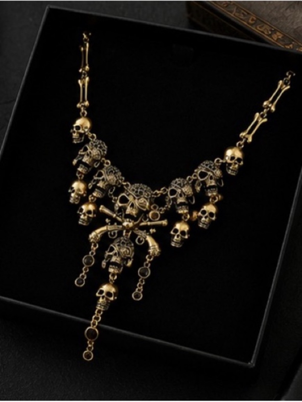 Gold Skull Statement Necklace